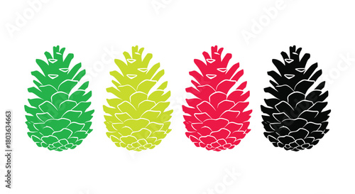 Black pine cones vector illustration for christmas decoration