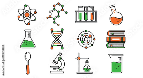 Science lab equipment vector illustration for education design