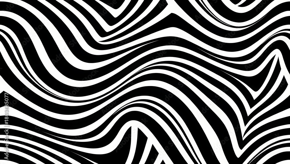 Fototapeta premium an abstract illustration features a repeating pattern of undulating black and white lines creating a dynamic and visually engaging optical effect