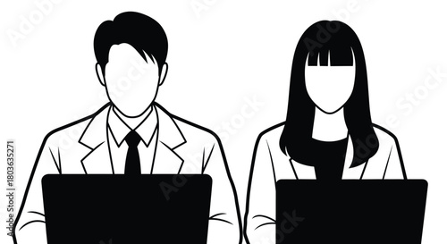 Modern business team working on laptops together for success concept