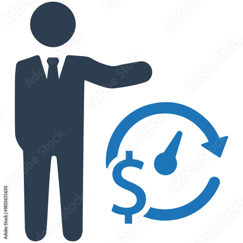 Time is Money: An icon symbolizes efficient time management and financial growth, representing the core of successful business strategies. 