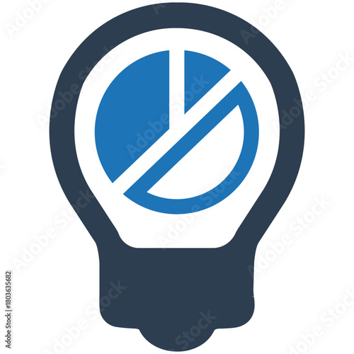 Brainy Insights: A conceptual image of a lightbulb fused with a pie chart. Representing business intelligence and data-driven innovation and highlighting concepts like strategic thinking.
