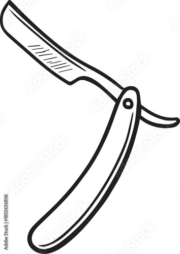 Straight Razor Vector Illustration in Open Position for Classic Shaving, Barber Branding, and Vintage Grooming Design