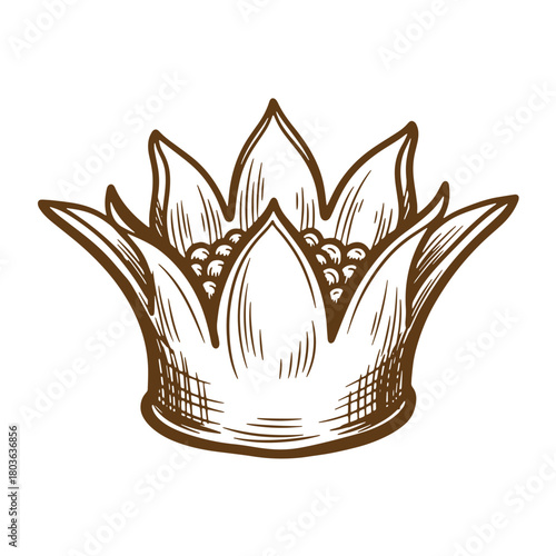 Elegant vintage sketch of a royal crown illustrating symbolism of royalty and authority