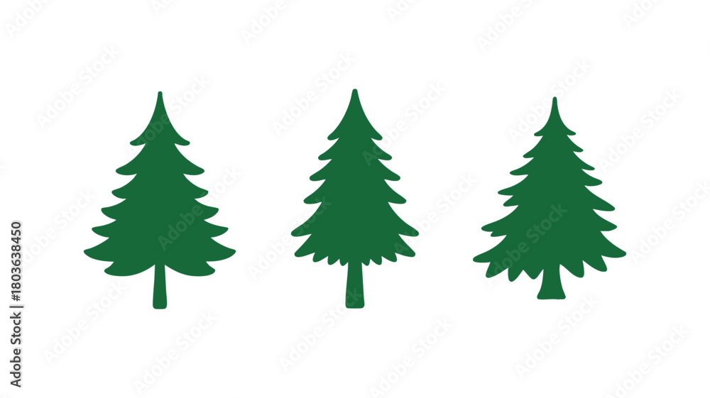 Fototapeta premium Green pine tree silhouette icons