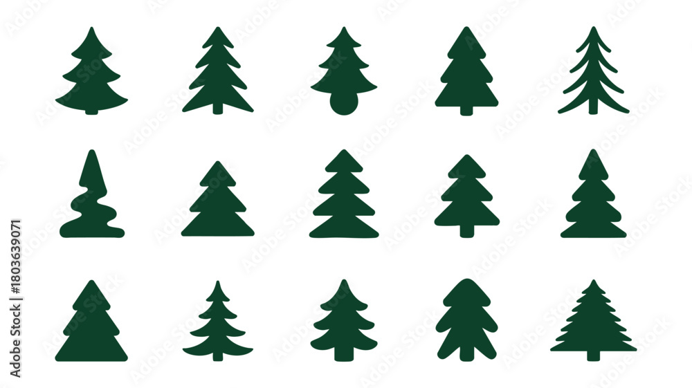 Fototapeta premium Christmas tree icons collection