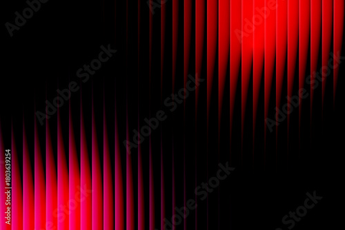 Abstract vertical red and pink glowing light streaks against a dark black background creating a vibrant energetic digital art