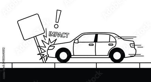 Car accident parking sign illustration driving safety insurance claim
