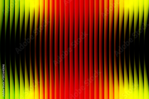 Vibrant abstract vertical stripes of red yellow and green create a striking psychedelic optical illusion