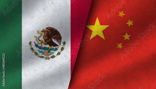 China and Mexico flags side by side.