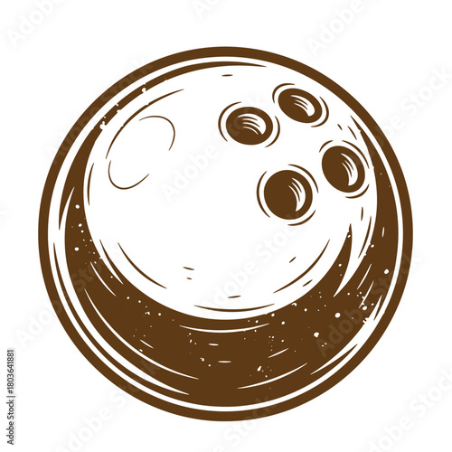 Illustrated vintage sketch style bowling ball isolated on white background for sports recreation