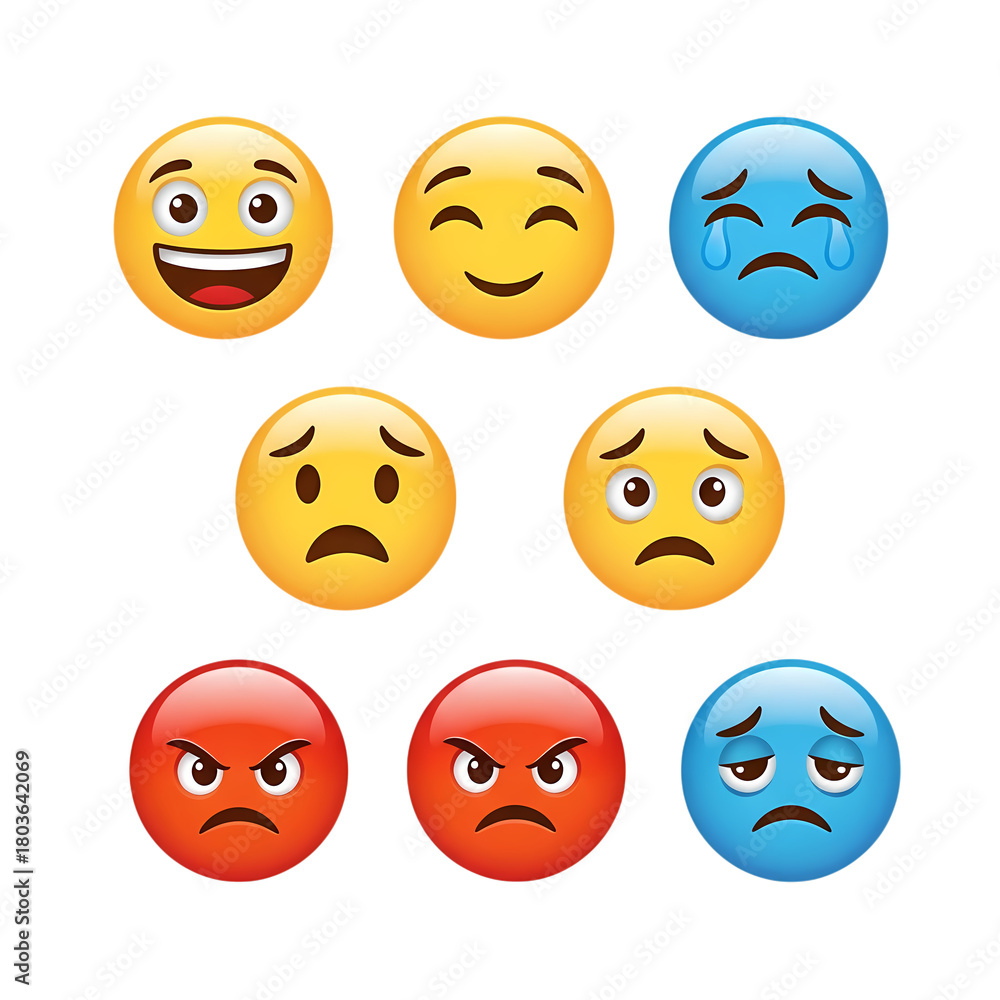 Fototapeta premium Expressive emojis capture a range of emotions for your projects