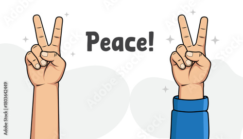 Cartoon style two finger peace sign background