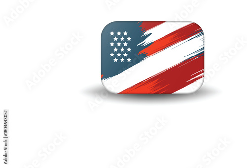 USA Flag 3D Glossy Round Button Design