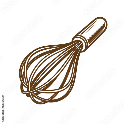 Detailed sketch of a whisk for cooking and baking isolated on a white background