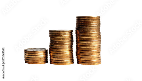 Stacked coins showing growth on a black background