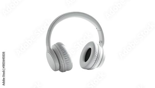 Gray headphones centered on a black background