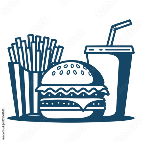 Fast food combo meal illustration