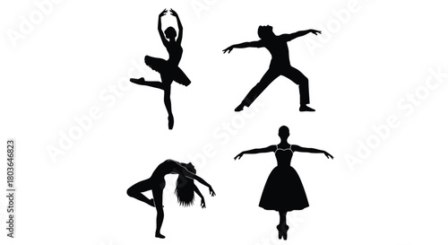 Ballet dancers silhouettes vector art illustration stock image art
