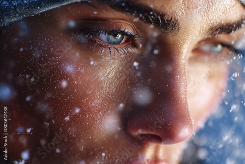Winter Athlete Close-Up in Snow