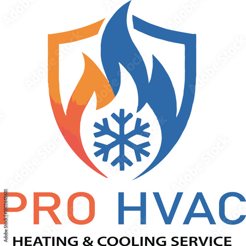Professional HVAC logo design for heating and cooling service business provider