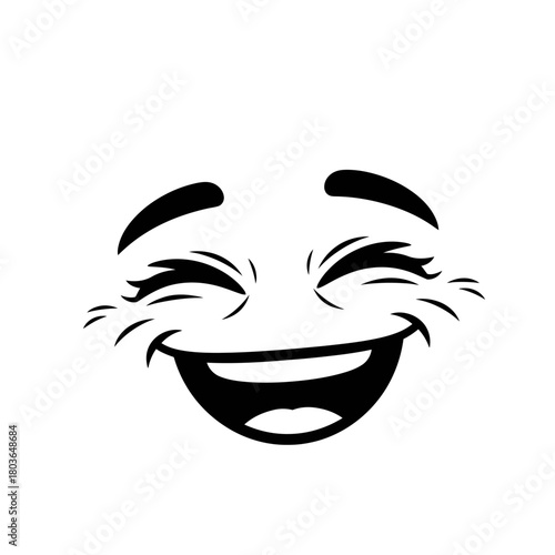 Smiling Face Illustration Expressive Outline of Joy, Happiness, and Positive Emotions in Black and White