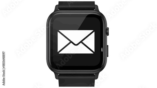 Vector illustration of smartwatch displaying an email icon isolated on a transparent background 