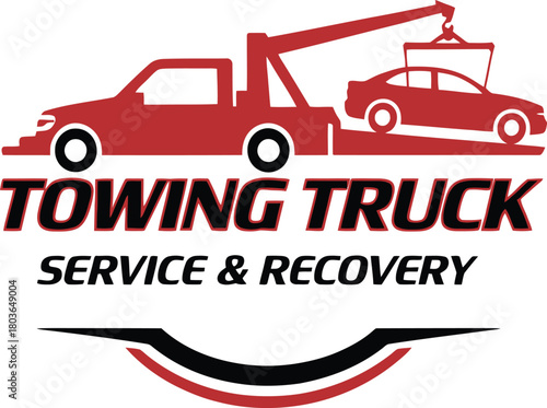 Towing Truck Service and Recovery  logo Vehicle Assistance Logo Illustration Design Graphic