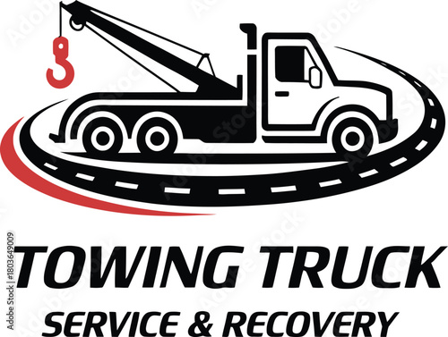 Towing Truck Service and Recovery logo Vector Illustration for Automotive Businesses Promotion
