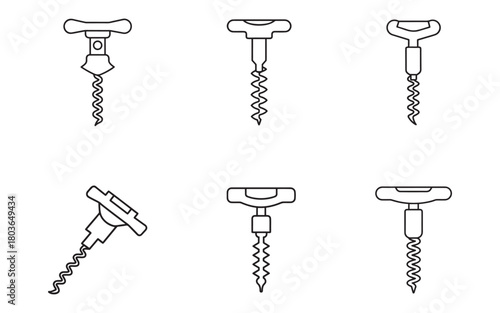 Collection of Vintage Corkscrew Designs for Wine Bottle Opening with Classic and Modern Styles