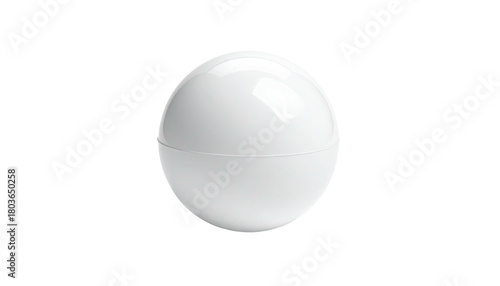 Shiny white plastic sphere halves joined