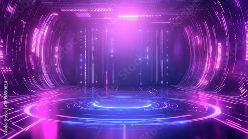 Fototapeta Naklejka Na Ścianę i Meble -  Futuristic digital data tunnel visualizing cyberspace technology