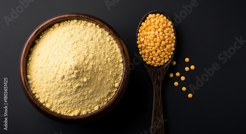 Bowl of chickpea flour and spoon