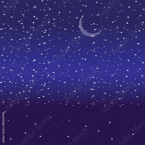 Night Sky with Crescent Moon