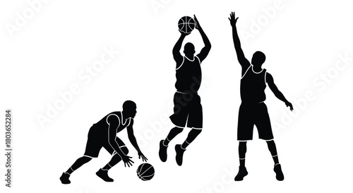 Basketball players silhouettes vector illustration sports graphic art