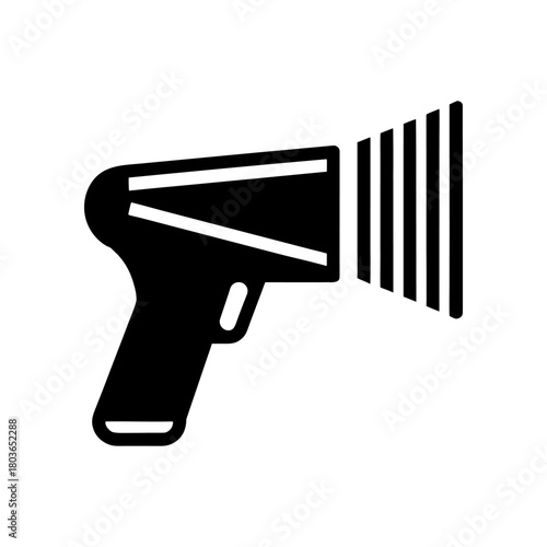 Modern Barcode Scanning Gun Illustration on White.