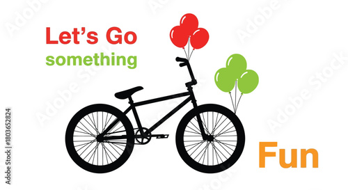 Bicycle balloons fun ride cycle kids party celebration illustration