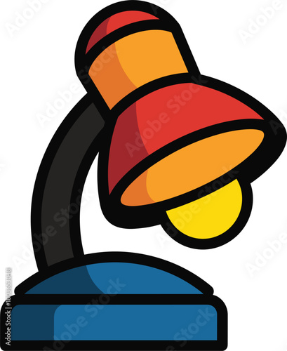 Red and Orange Desk Lamp with Blue Base on White Background table lamp reading lamp