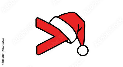 Santa hat on greater than symbol christmas holiday season illustration