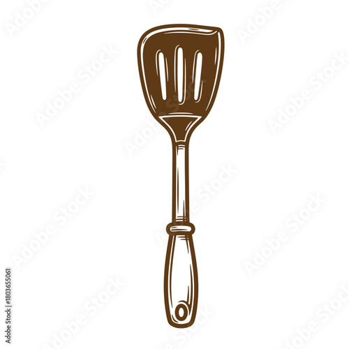 Hand drawn illustration of a kitchen spatula perfect for culinary artwork and cooking themes