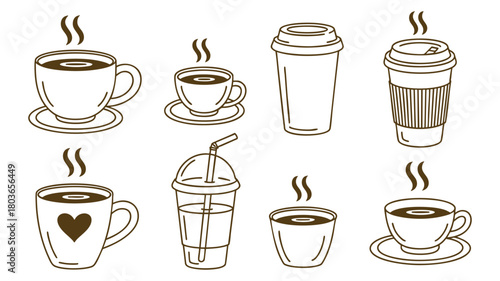 Coffee cup beverage line art icon
