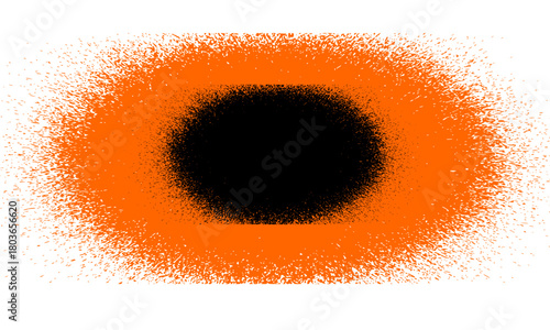 Abstract Orange Particle Black Hole Ellipse, Spray Paint Effect Vortex Graphic, Digital Noise and Grainy Texture Background Overlay