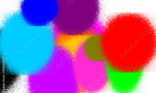 Vibrant Overlapping Fuzzy Circle Dots Vector Background, Colorful Spray Paint Effect Texture, Abstract Blurred Smudge Art for Modern Graphic Design