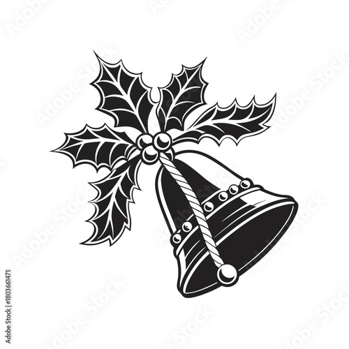 Christmas-bell-silhouette black fill white backgound