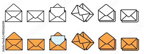 Set of emails icon vector. communication, correspondence, and messaging symbol. vector illustration.