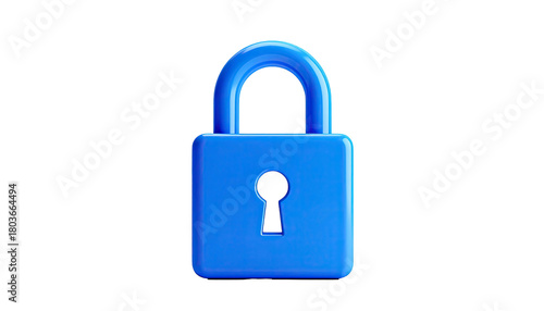 Blue lock icon with keyhole isolated on a black background