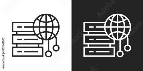 Big Data Icon In Black And White Line Style