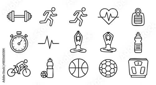 Fitness and exercise icon set for healthy lifestyle concept design