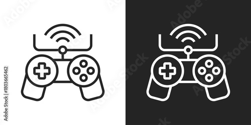 Gaming Icon In Black And White Line Style