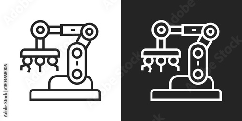 Robotic Surgery Icon In Black And White Line Style